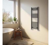 Radiador NRG negro para toallas curvado, diseño de baño - 120 x 40 cm