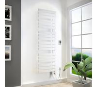 Radiador para baño HSK Yenga para funcionamiento puramente eléctrico, 800 W, tamaño: 60,0 x 182,4 cm, barra de calefacción plateada, El elemento calefactor a la derecha, los tubos de apertura a la izq