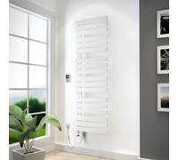 Radiador para baño HSK Yenga para funcionamiento puramente eléctrico, 800 W, tamaño: 60,0 x 182,4 cm, barra de calefacción plateada, Elemento calefactor a la izquierda, abriendo los tubos a la derecha