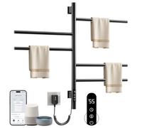 Radiador Toallero Eléctrico para Baño, Rotación de 180° Secatoallas eléctrico, 415 x 680mm, 85W, WiFi Negro Toallero Electrico Baño, Calentador Toallas, Secatoallas, Ahorro de energía-G63 WiFi Black