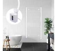 Radiador toallero eléctrico verde 1175x750, con 4 temporizadores, blanco, rectangular
