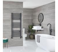 Radiador Toallero Mixto Antracita Curvo - 1000mm x 500mm - incl. 600W Elemento Eléctrico, Pieza en Forma de T y Llaves - Artle