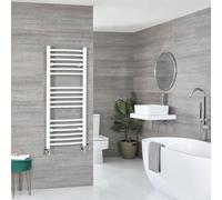 Radiador Toallero Mixto Blanco Curvo - 1200mm x 500mm - incl. 600W Elemento Eléctrico, Pieza en Forma de T y Llaves - Ive