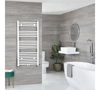 Radiador Toallero Mixto Blanco Plano - 1188mm x 500mm - incl. 600W Elemento Eléctrico, Pieza en Forma de T y Llaves - Neva