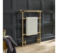 Radiador Toallero Tradicional con Barra Porta Toallas - Oro Satinado/Blanco - 963mm x 673mm - Elizabeth