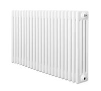 Radiador Tradicional Horizontal 4 Columnas - Blanco | 600mm x 1010mm | Acero 1.5mm 1280 W | Soportes, Kit, Cepillo | Garantía 15 Años | Calefacción Eficiente y Elegante