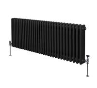Radiador Tradicional Horizontal de 3 Columnas 600mm x 1462mm | Negro | Acero | Montado en pared | Kit de fijación y soportes + Cepillo de limpieza GRATIS | Calefacción estufa calefactor