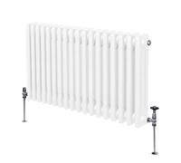 Radiador Tradicional Horizontal de 3 Columnas 600mm x 832mm | Blanco | Acero | Montado en pared | Kit de fijación y soportes + Cepillo de limpieza GRATIS | Calefacción estufa calefactor