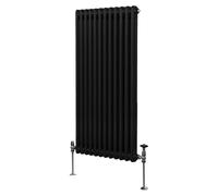 Radiador Tradicional Vertical de 2 columnas 1500mm x 562mm | Negro | Acero | Montado en pared | Kit de fijación y soportes + Cepillo de limpieza GRATIS | Calefacción estufa calefactor