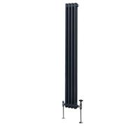 Radiador Tradicional Vertical de 2 columnas 1800mm x 202mm | Gris Antracita | Acero | Montado en pared | Kit de fijación y soportes + Cepillo de limpieza GRATIS | Calefacción estufa calefactor