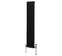 Radiador Tradicional Vertical de 2 columnas 1800mm x 292mm | Negro | Acero | Montado en pared | Kit de fijación y soportes + Cepillo de limpieza GRATIS | Calefacción estufa calefactor