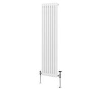 Radiador Tradicional Vertical de 2 columnas 1800mm x 382mm | Blanco | Acero | Montado en pared | Kit de fijación y soportes + Cepillo de limpieza GRATIS | Calefacción estufa calefactor