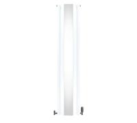 Radiador tubular ovalado con espejo y válvulas termostáticas cromadas – 1800 mm x 380 mm – Blanco