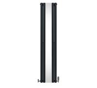 Radiador tubular ovalado con espejo y válvulas termostáticas cromadas – 1800 mm x 380 mm – Gris antracita
