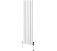 Radiador tubular ovalado y válvulas termostáticas cromadas – 1600 mm x 360 mm - Blanco