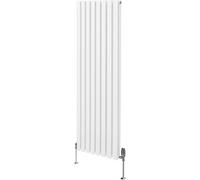 Radiador tubular ovalado y válvulas termostáticas cromadas – 1600 mm x 480 mm - Blanco