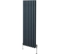 Radiador tubular ovalado y válvulas termostáticas cromadas – 1600 mm x 480 mm - Gris antracita