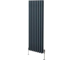 Radiador tubular ovalado y válvulas termostáticas cromadas – 1600 mm x 480 mm - Gris antracita