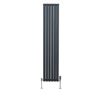 Radiador tubular ovalado y válvulas termostáticas cromadas – 1800 mm x 360 mm - Gris antracita