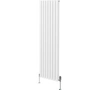 Radiador tubular ovalado y válvulas termostáticas cromadas – 1800 mm x 480 mm - Blanco