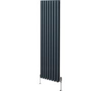 Radiador tubular ovalado y válvulas termostáticas cromadas – 1800 mm x 480 mm - Gris antracita