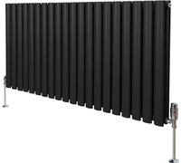 Radiador tubular ovalado y válvulas termostáticas cromadas – 600 mm x 1200 mm -