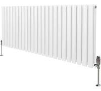 Radiador tubular ovalado y válvulas termostáticas cromadas – 600 mm x 1440 mm - Blanco