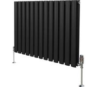 Radiador tubular ovalado y válvulas termostáticas cromadas – 600 mm x 780 mm -