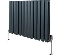 Radiador tubular ovalado y válvulas termostáticas cromadas – 600 mm x 780 mm - Gris antracita