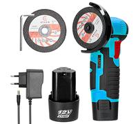 Radial Pequeña Bateria de 500W 19500rpm Disco de 75mm-ø,Mini Amoladora Angular Batería con Motor Brushless,Bloqueo de Husillo y 2 x 3900mAh Baterías de 12V