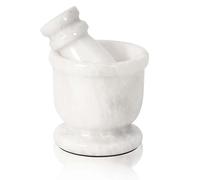 Radicaln Juego de mortero y maja de mármol blanco de 6,3 cm hecho a mano para especias, molinillo de hierbas y triturador de ajos para la cocina