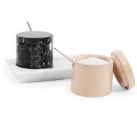 Radicaln Salero de mármol con tapa de 7,6 cm, Verona y negro, hecho a mano, Juego de 2 tarros para condimentos y recipientes para especias, ideal para azucarero y salero de mesa