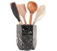 Radicaln Soporte para utensilios de mármol de 6.5 pulgadas, juego de espátulas negras para encimera de cocina, tarro de utensilios de cocina ideal y organizador de artículos esenciales de cocina
