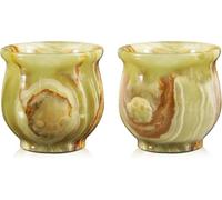 Radicaln Vasos de chupito de mármol de 5,1 cm, ónix verde vaso de whisky hecho a mano para bebidas, vodka y tequila, juego de 2 vasos ideales para decoración de bar y hogar