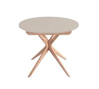 Ragaba Mesa de comedor redonda extensible, 90 cm, Jubi Beige Marrón