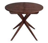 RAGABA Mesa de comedor redonda extensible 90 cm, madera de nogal Jubi