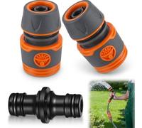 Raheem Conector de manguera de 1/2 pulgadas, juego de 2 piezas con 1 acoplamiento, para Gardena, manguera de jardín, riego de jardín, lavado de coche, uso doméstico, 3 unidades