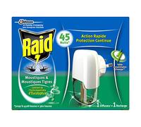 Raid difusor eléctrico líquido, 1 recarga, mosquitos y mosquitos tigres, aceites esenciales de eucalipto, 45 noches, insecticida