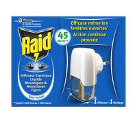 Raid - Difusor eléctrico líquido antimosquitos, 45 noches, 1 difusor + 1 recarga de 27 ml