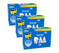 Raid Eléctrico Anti Mosquitos Comunes y Tigre 90 Noches con Aplicador y 2 Recambios - 54 Mililitros (2 x 27ml), El embalaje puede variar (Paquete de 3)