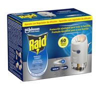Raid ® Eléctrico Líquido Protección+ 60 noches - Enchufe anti mosquitos comunes y tigre con difusor regulable. Incluye aplicador y recambio
