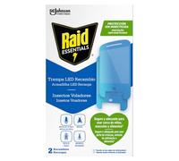 Raid Essentials 2 x Recambio para Trampa LED Antimoscas, Antimoscas de Fruta y Antipolillas, Sin Insecticida, Protección 24/7 contra Insectos Voladores, para Uso Interior, Paquete de 2.