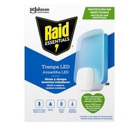 Raid Essentials Trampa LED Antimoscas, Antimoscas de Fruta y Antipolillas, Sin Insecticida, Seguro para Toda la Familia, Inodoro y Sin Residuos, Uso Interior, 1 Aparato y 1 Recambio.
