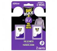 Raid Max Gels Anti-Mites Perfume Lavanda - Protege la ropa hasta 3 meses - Fragancia delicadamente - Certificación Woolmark - 2 geles