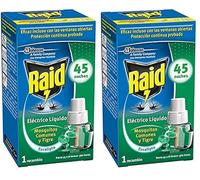 Raid - Recambio para difusor eléctrico anti mosquitos comunes y tigre aroma eucalipto, 45 noches, 1 recambio (Paquete de 2)
