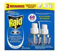 Raid recambios para difusor eléctrico líquido, mosquitos y mosquitos tigres, 60 noches, insecticida, - Juego de 2