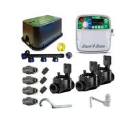 RAIN BIRD Pack profesional de Riego Automático Rain Bird de 3 zonas 24v para tuberia 32mm, automatización de riego
