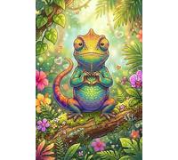 Rainbow Chameleon Journal - Cute Heart Hands Cover: Part of the Reptile & Amphibian Collection • Lined Notebook for Kids, Teens & Adults
