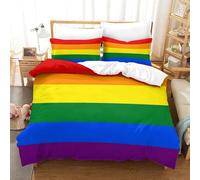 Rainbow Flag Juego Funda Nórdica Cama Double（200x200cm）, Pride Month Funda Edredon Microfibra Bedding Set Suave Transpirable, Quilt Cover Set Hipoalergénico
