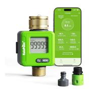 RAINPOINT Medidor de Agua Bluetooth Inteligente, Caudalímetro con Conectores de Latón, Monitor de Depósito para Autocaravana, Seguimiento Preciso de Consumo ±5% para Jardín y Riego